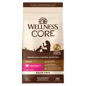 WELLNESS Core 貓糧 貓乾糧推薦：WELLNESS CORE 貓糧 無穀物 成貓配方 火雞拼鴨肉 5lb (桃紅) (8859)