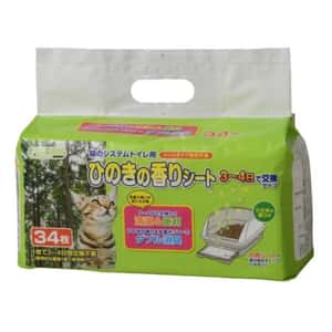 貓砂盆用尿墊 日本Clean Mew天然檜木味除臭抗菌寵物尿墊 貓砂盆專用 34枚