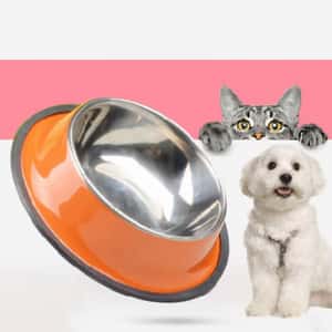 飲食用具 不鏽鋼防滑寵物糧食碗 (顏色隨機) (貓犬用)