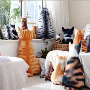 其他 貓玩具 治癒系超可愛貓紋柔軟抱枕 加大碼 (款式隨機)