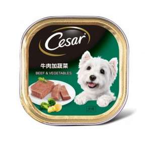 Cesar西莎 狗罐頭 狗濕糧推薦：Cesar西莎 鋁罐狗罐頭經典鮮肉系列 牛肉加蔬菜 BEEF & VEGETABLES 100g (綠色) (10279574)