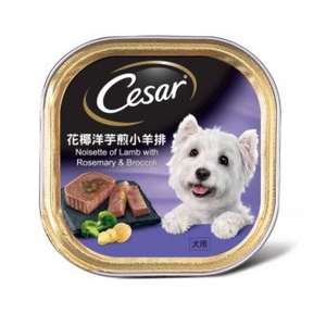 Cesar西莎 狗罐頭 狗濕糧推薦：Cesar西莎 鋁罐狗罐頭 星級美饌系列 花椰洋芋煎小羊排 Noisette of Lamb with Rosemary & Broccoli 100g (10230401)