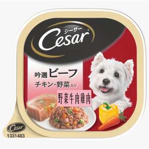 Cesar西莎 狗罐頭 狗濕糧推薦：Cesar西莎 鋁罐狗罐頭 日系野菜牛肉及雞肉味 100g (10230216)