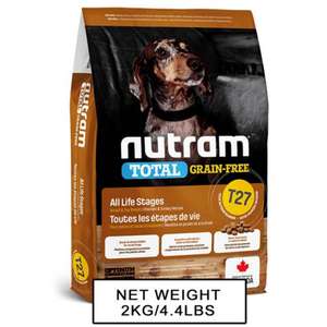 nutram紐頓 狗糧推薦：nutram紐頓 狗糧 無薯無穀糧小型犬 雞肉火雞 Turkey Chicken & Duck T27 5.4kg (NT-T27-5K)