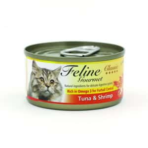 Feline Gourmet 貓罐頭 Feline Gourmet 貓罐頭去毛球配方 吞拿魚及蝦 80g (FG80-6)