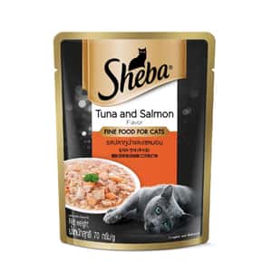 Sheba 貓罐頭 Sheba 袋裝貓濕糧 吞拿魚及三文魚 70g (10403049)