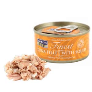Fish4Cats 貓罐頭 貓濕糧推薦：Fish4Cats Finest貓主食罐 吞拿魚加魷魚 Tuna Fillet With Squid 70g