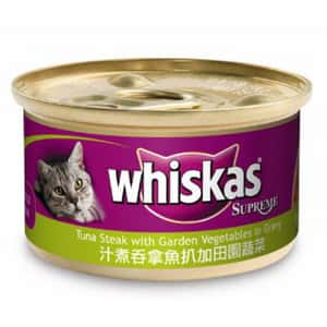 Whiskas 偉嘉 貓罐頭 whiskas偉嘉 極品貓罐頭 汁煮吞拿魚扒加田園蔬菜 85g (ET43940)