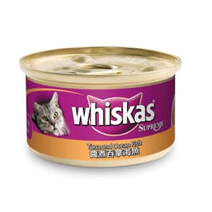 Whiskas 偉嘉 貓罐頭 whiskas偉嘉 極品貓罐頭 醬煮吞拿魚加海魚 85g (10164430)