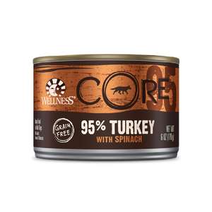 WELLNESS Core 狗罐頭 狗濕糧推薦：WELLNESS CORE 狗罐頭 95% 天然系列 火雞肉配菠菜 6.6oz (7991)
