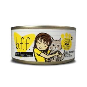 b.f.f. 貓罐頭 貓濕糧推薦：b.f.f. 主食貓罐頭 野生吞拿魚及無骨去皮雞胸 85g (黃) (001083)