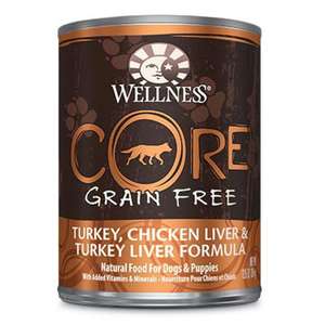 WELLNESS Core 狗罐頭 狗濕糧推薦：WELLNESS CORE 狗罐頭 無穀物火雞、雞肝及火雞肝配方 12.5oz