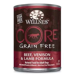 WELLNESS Core 狗罐頭 狗濕糧推薦：WELLNESS CORE 狗罐頭 無穀物狗罐頭 牛肉、鹿肉拼羊肉配方 12.5oz