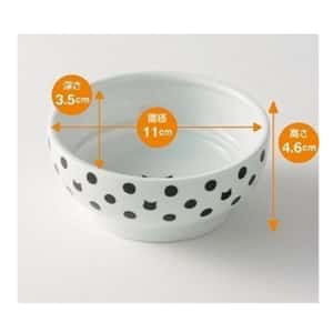 日本猫壱 necoichi ペット 陶瓷平底寵物糧食碗 (波點款) (貓犬用) (圖片3)