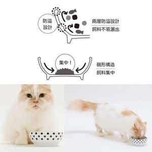 日本猫壱 necoichi ペット 陶瓷平底寵物糧食碗 (波點款) (貓犬用) (圖片4)