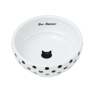 飲食用具 日本猫壱 necoichi ペット 陶瓷平底寵物糧食碗 (波點款) (貓犬用)