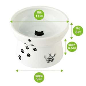 日本猫壱 necoichi ペット 陶瓷高腳寵物糧食碗 中碼 (腳印款) (貓犬用) DC-0703-SC02 (圖片4)
