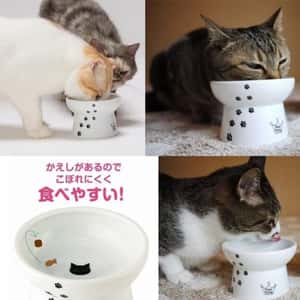 日本猫壱 necoichi ペット 陶瓷高腳寵物糧食碗 中碼 (腳印款) (貓犬用) DC-0703-SC02 (圖片5)