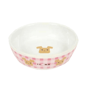 飲食用具 日本直送 狗狗陶瓷糧食碗 INM-011 (粉紅格仔) (停售)