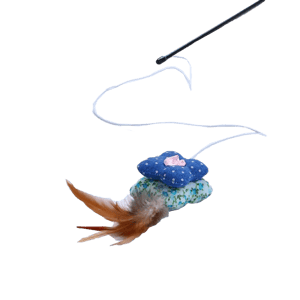 逗貓棒 貓玩具 質感麻花花碎花枕頭帶鈴鐺逗貓棒