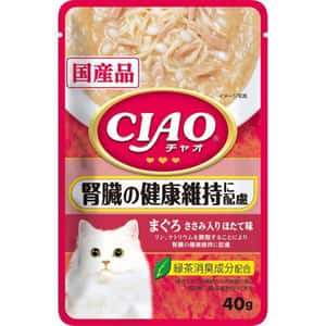CIAO 貓罐頭 CIAO 貓濕糧 日本腎臓健康維持配慮軟包系列 金槍魚・雞肉・扇貝味 40g (紅粉紅) (IC-321)