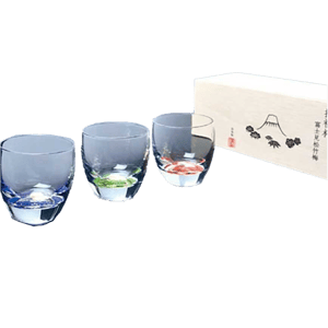 酒品配件 日本清酒杯 招福杯 富士見松竹梅套裝 木箱入 G086-T238