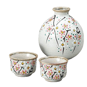 酒杯套裝品配件 日本清酒杯 九谷燒 八重梅 酒杯酒瓶套裝 箱入