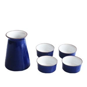 酒杯套裝品配件 日式清酒杯 陶瓷酒杯酒套裝 木紋紙盒 深藍色