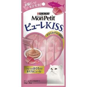 MonPetit 貓零食 寵物零食推薦：日本MonPetit 肉泥餐包 藍鰭吞拿魚肉碎 40g (粉紅)