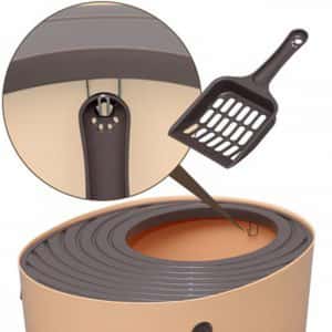 日本IRIS 封閉型頂出式單層貓砂盆 豆腐貓砂 適用 粉橙 PUNT-530 (圖片3)