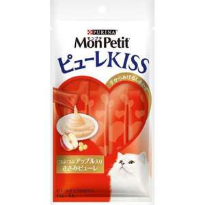 MonPetit 貓零食 寵物零食推薦：日本MonPetit 肉泥餐包 雞肉及蘋果 40g (紅) (停售)