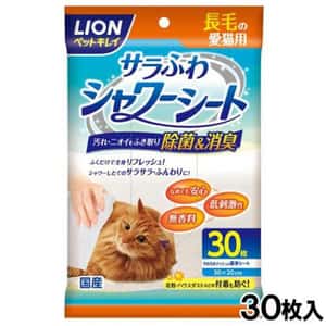 皮膚毛髮護理 貓咪清潔美容用品 日本獅王LION Pet 長毛貓用洗澡濕紙巾 260g 30枚入 (橙藍) (停售)