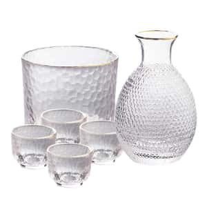 酒品配件 日式清酒杯 酒具套装 玻璃優雅金邊 1缸1瓶2杯