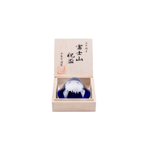 清酒杯品配件 日本清酒杯 田島硝子 富士山祝盃 瑠璃色 木箱入 (TG13-013-1B)