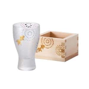 清酒杯品配件 日本清酒杯 石塚硝子 枡酒杯 花火 100ml (6690)