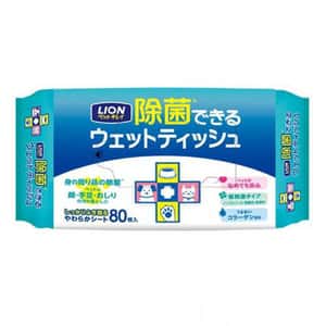 皮膚毛髮護理 清潔美容用品 日本獅王LION Pet 寵物除菌不含酒精濕紙巾 80枚 (新舊包裝隨機)