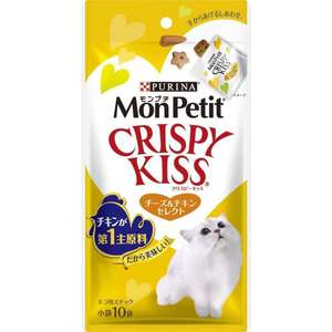 MonPetit 貓零食 寵物零食推薦：日本MonPetit Crispy Kiss 貓零食 貓脆餅 芝士&雞肉味 30g (黃)