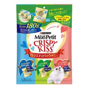 MonPetit 貓零食 日本MonPetit Crispy Kiss 貓零食 貓脆餅 奢華魚肉雞肉及三文魚味 6g x 30袋 (藍綠粉紅)