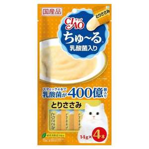 CIAO 貓零食 寵物零食推薦：CIAO 肉泥 貓零食 乳酸菌 雞肉肉醬 14g 4本入 (鮮橙色) (SC-233)