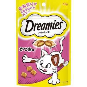 貓零食 寵物零食推薦：日本Dreamies 護齒夾心酥 鰹魚味 60g (粉紅)