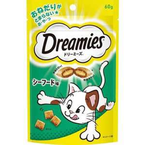 貓零食 寵物零食推薦：日本Dreamies 護齒夾心酥 Mix海鮮口味 60g (綠)