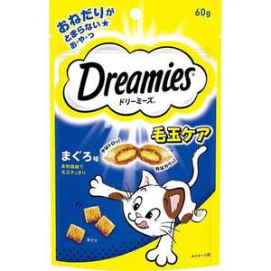 貓零食 寵物零食推薦：日本Dreamies 護齒夾心酥 毛玉配慮金槍魚片味 60g (深藍)