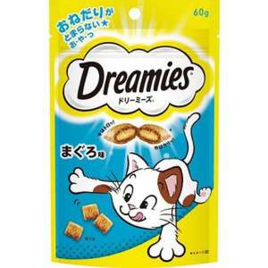 貓零食 寵物零食推薦：日本Dreamies 護齒夾心酥 金槍魚 60g (淺藍)