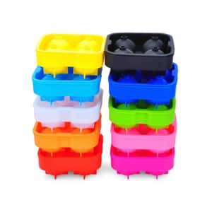 四孔矽膠圓形冰球模 (顏色隨機) (圖片5)