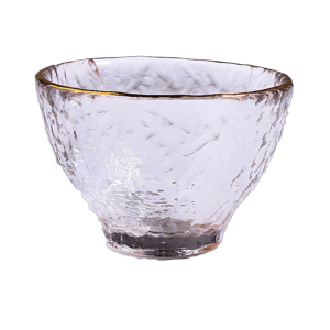 清酒杯品配件 日式清酒杯 加厚錘目紋 2個入 金邊企口