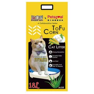 豆腐貓砂 PETSGOAL X 忌廉哥 玉米 豆腐貓砂 蘆薈 18L (黃) (CB202147)