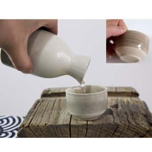 酒杯套裝品配件 清酒杯 北歐風小清新陶瓷酒杯酒瓶套裝 一瓶兩杯 (茶啡色)