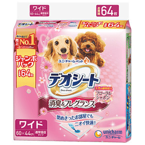 Unicharm 狗尿墊 狗尿片 日本柔軟香氛超除臭 粉紅花香味 寵物尿墊 [60*44 XL碼 64枚] (粉紅角) (圖片3)