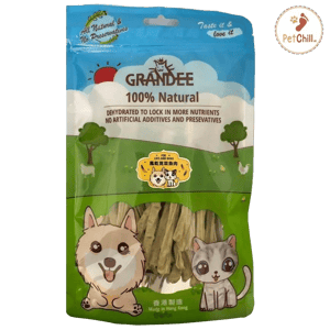 GRANDEE 貓零食 寵物零食推薦：GRANDEE 香港製造 天然風乾小食 莧菜魚肉條 50g (GD/13-50) 貓犬用)
