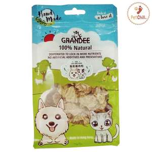 GRANDEE 貓零食 寵物零食推薦：GRANDEE 香港製造 天然風乾小食 純雞肉粒 50g (貓犬用) (GD/02-40)